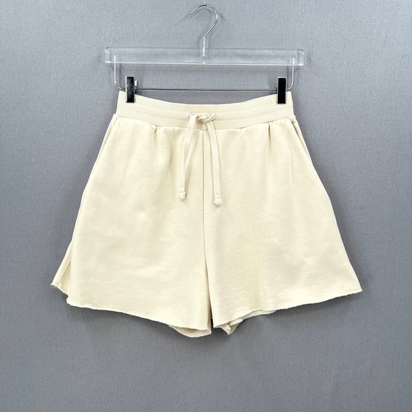 COS Pants - COS Sweat Shorts Women XS Cream Casual Fleece Raw Hem Casual Athleisure Lounge